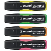  4 Textmarker GREEN BOSS von STABILO, farbsortiert 