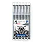 6 Fineliner pigment liner 308 von STAEDTLER, schwarz, 0,05 + 0,1 + 0,3 + 0,5 + 0,8 mm
