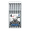 6 Fineliner pigment liner 308 von STAEDTLER, schwarz, 0,05 + 0,1 + 0,3 + 0,5 + 0,8 mm 