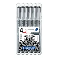 6 Fineliner pigment liner 308 von STAEDTLER, schwarz, 0,05 + 0,1 + 0,3 + 0,5 + 0,8 mm