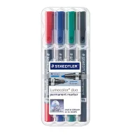 4 Permanentmarker Lumocolor duo von STAEDTLER, farbsortiert
