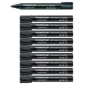  10 Permanentmarker Lumocolor von STAEDTLER, schwarz 