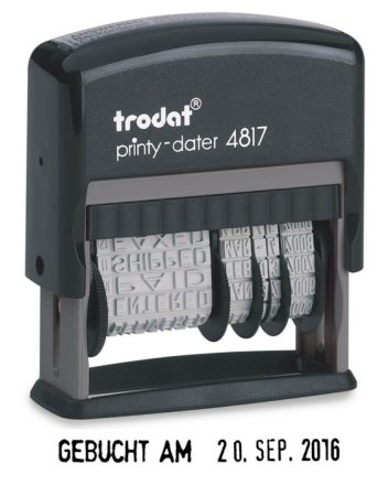 Datumstempel mit Text printy-dater 4817 von trodat, schwarz