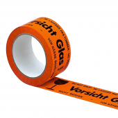  Warnklebeband "Vorsicht Glas!" von Supra, 5,0cm Breite, PVC, orange 