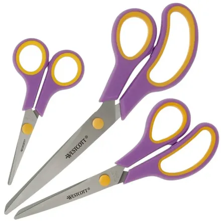Scheren-Set Easy Grip von WESTCOTT, Rechtshänder, cassis/melonengelb